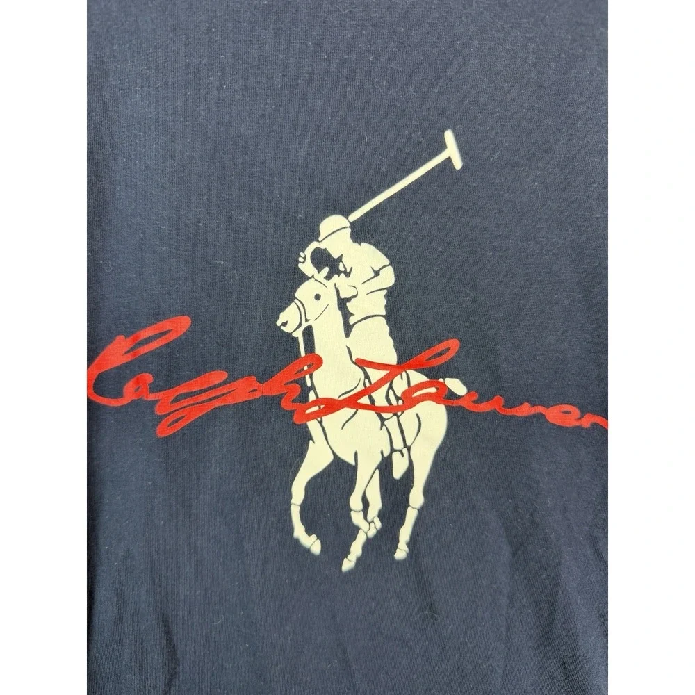 Polo Ralph Lauren Tshirt Men's Large‎ Tall Spellout Big Pony Blue Shortsleeve